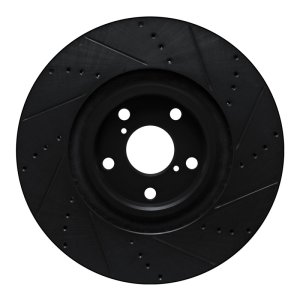 Lexus IS350 Brake Rotor (1) - Left Front - R1 Concepts - Drilled & Slotted - Black - `09-`11